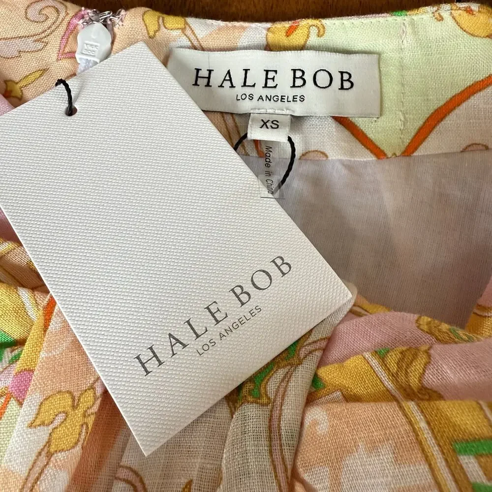 Hale Bob Sophrona Linen Drape Skirt Pastel Pink Sz XS Ballerina Unicorn Birdcage